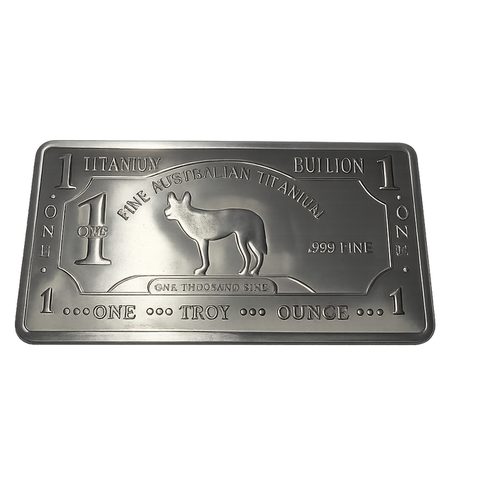 One troy ounce .999 fine titanium bar, illustrating titanium bullion available in New Zealand