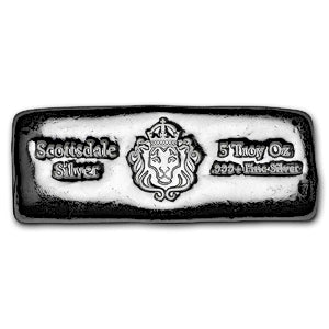 5 oz Scottsdale Mint Silver Cast Bullion Bar