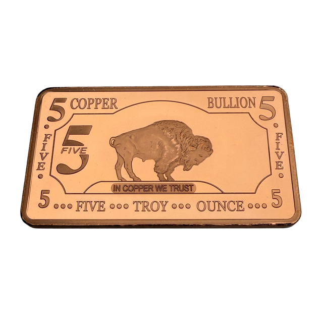 5 Troy Ounce Copper Bullion Bar .999 Fine Copper Pre Order, Shipped from 22nd June