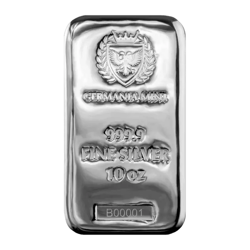 10oz Germania Mint Silver Cast Bar