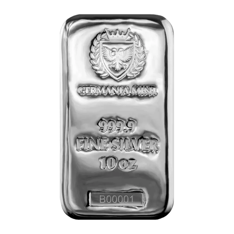 10oz Germania Mint Silver Cast Bar