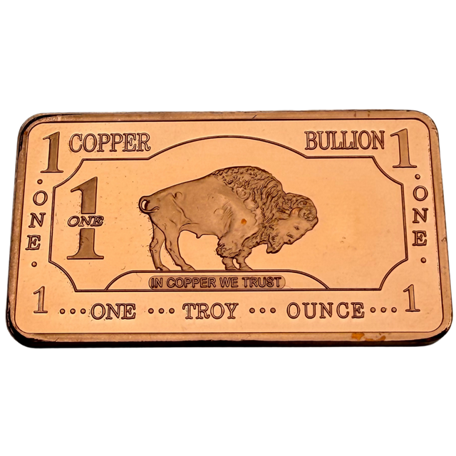 1 Troy Ounce Copper Bar .999 Fine