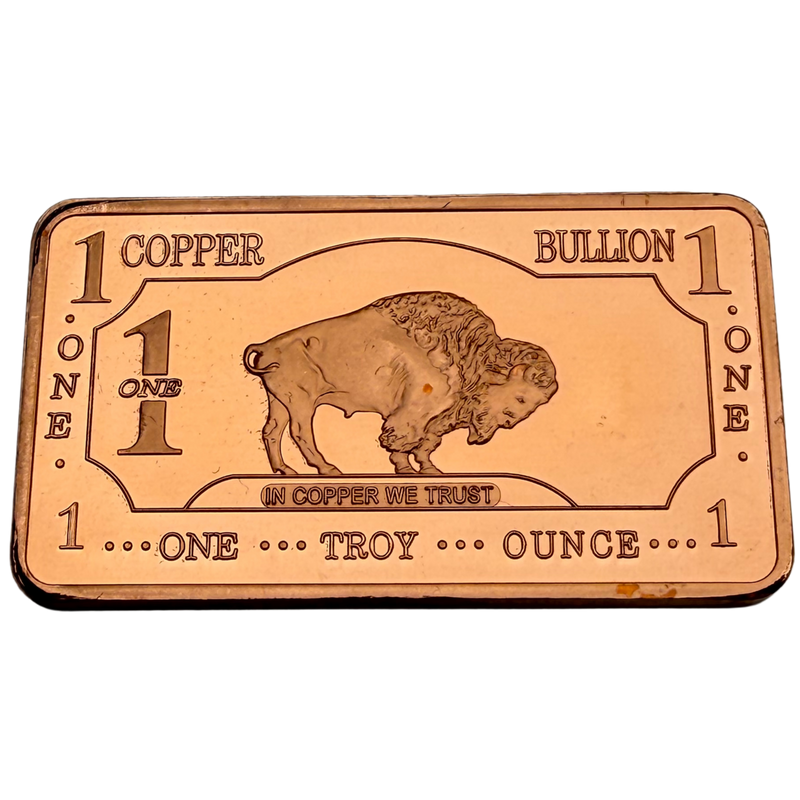 1 Troy Ounce Copper Bar .999 Fine