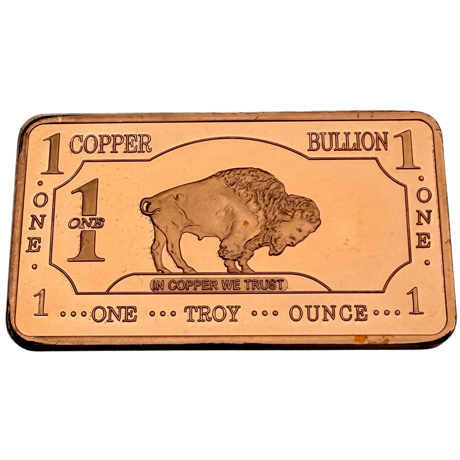 1 Troy Ounce Copper Bar .999 Fine