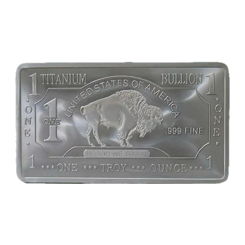 1 oz Titanium Bar - Buffalo Design