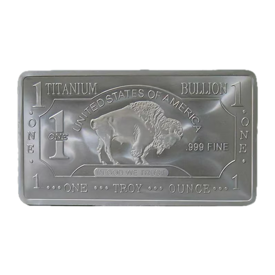 1 oz Titanium Bar - Buffalo Design