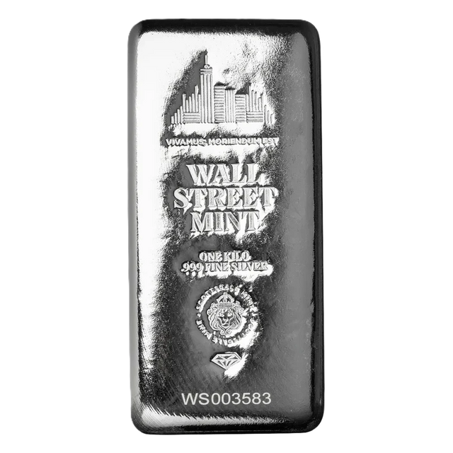 1kg Silver Cast Bar Wall Street Mint