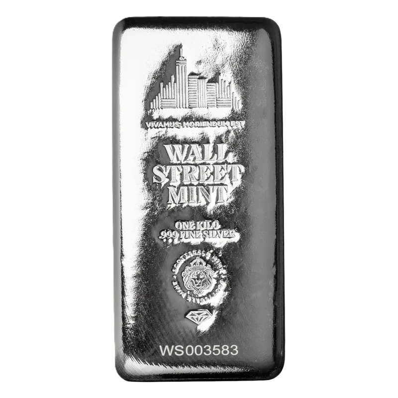1kg Silver Cast Bar Wall Street Mint
