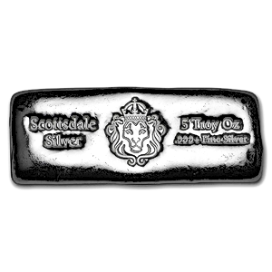5 oz Scottsdale Mint Silver Cast Bullion Bar